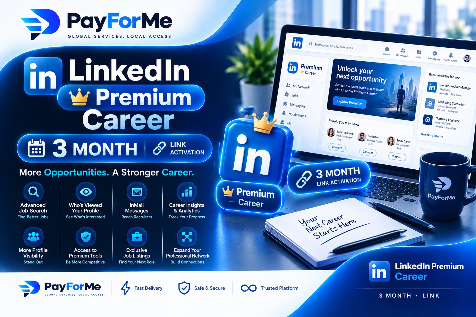 Linkedin premium career رابط 3 شهور